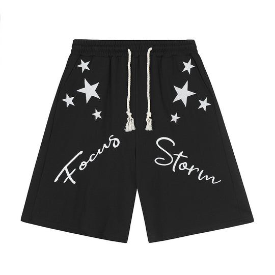 High Street Design Five-pointed Star Embroidered Shorts Men
