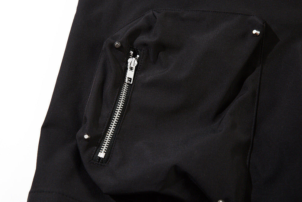 Functional Pocket Zipper Straight Shorts Men