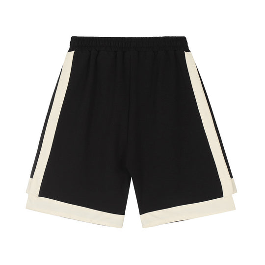 American Street Stitching Contrast Color Stripes Hip Hop Shorts Men