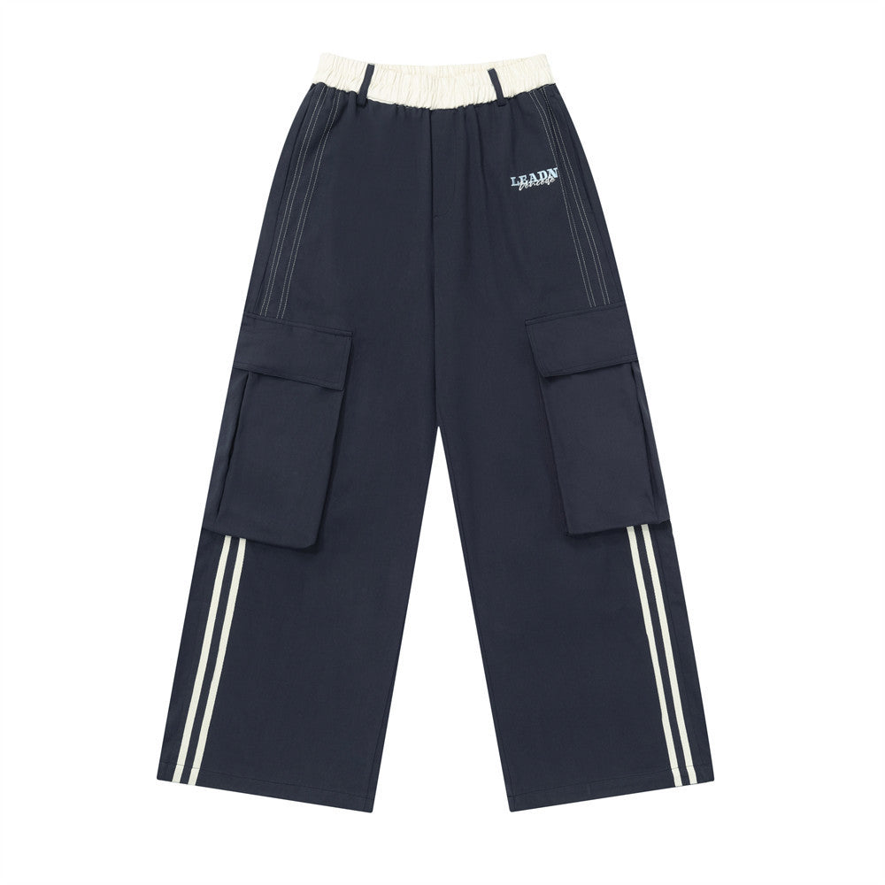Color Contrast Patchwork Workwear Trousers For Men