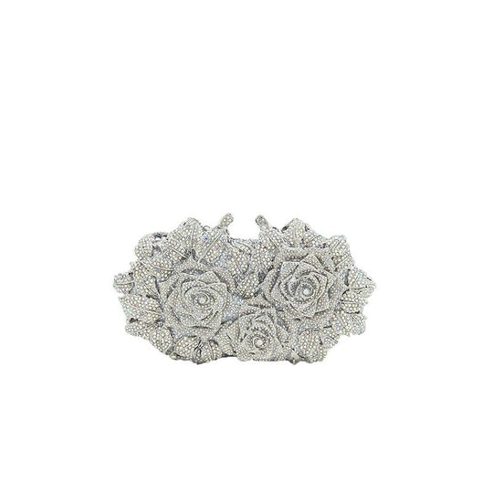 Hollow Flower Bag Portable Diamond Rhinestone Clutch