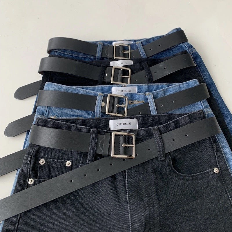 Compatible with Apple, CDC Studios Ins Same Cut Raw Edge Denim Shorts Men''s Retro Loose Straight Pants