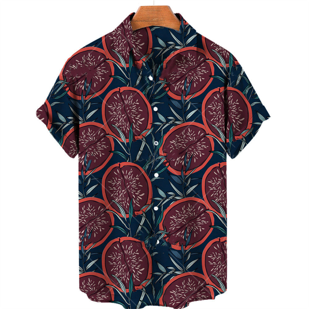 Summer Casual Fruit Print Hawaiian Shirt For Men