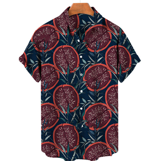 Summer Casual Fruit Print Hawaiian Shirt For Men