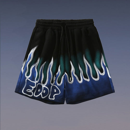 European And American Street Flame Graffiti Sports Shorts Men