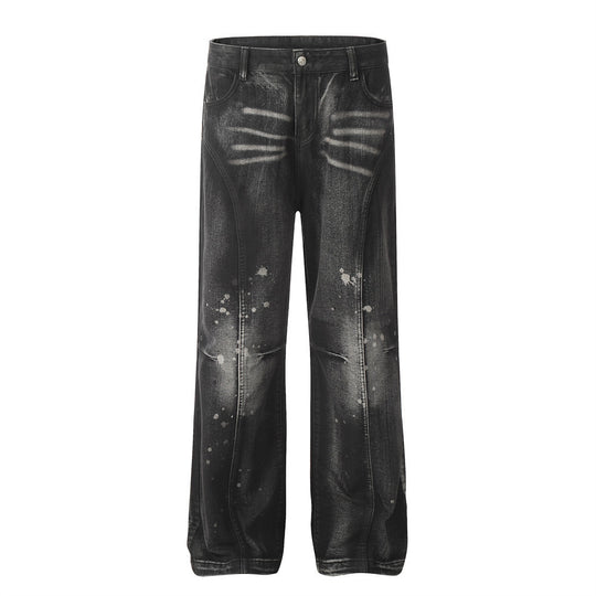 Fashion Stitching Straight Loose Trousers Men