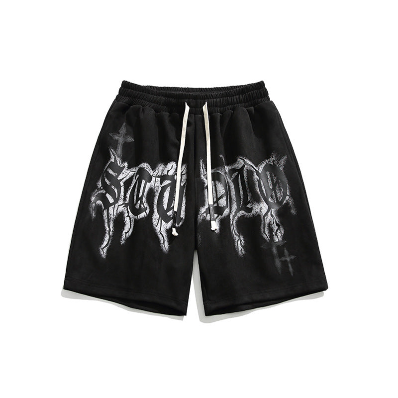 Hip Hop Letter Print Sports Shorts Men Loose Street