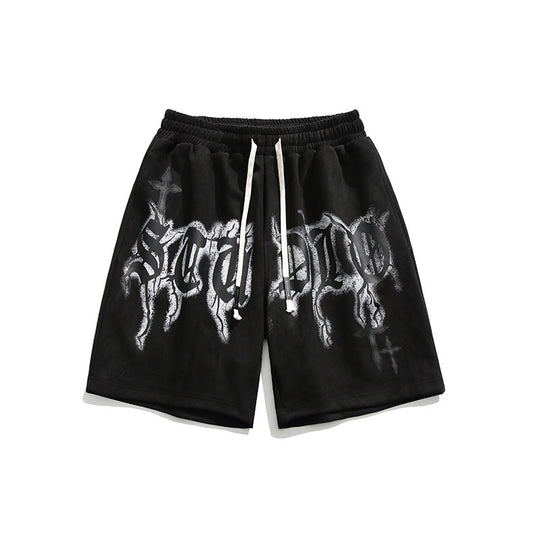 Hip Hop Letter Print Sports Shorts Men Loose Street