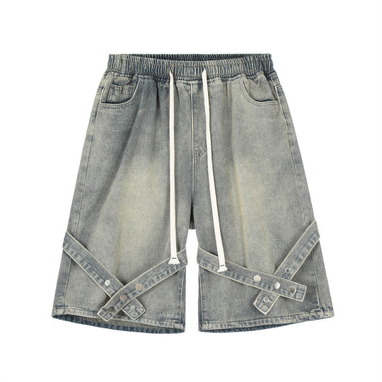 Fashion Tie Personality Denim Shorts Men