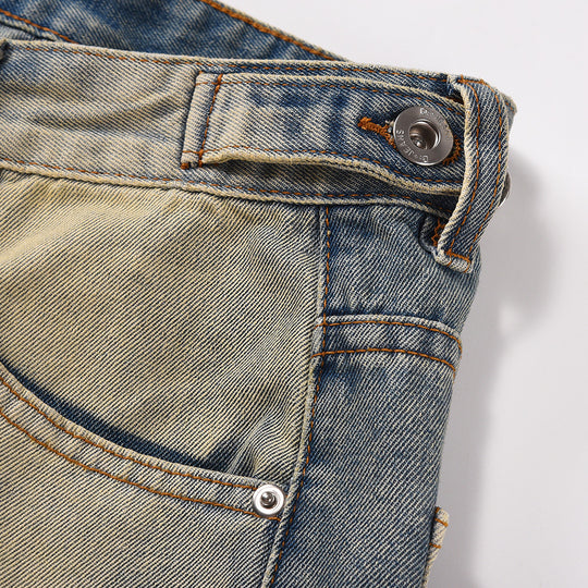Distressed Straight-leg Denim Trousers For Men
