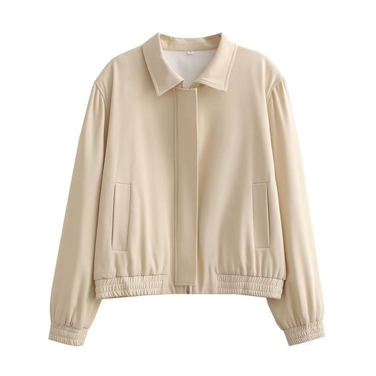 Spring New European And American Style Women's Zipper Lapel Jacket Women
