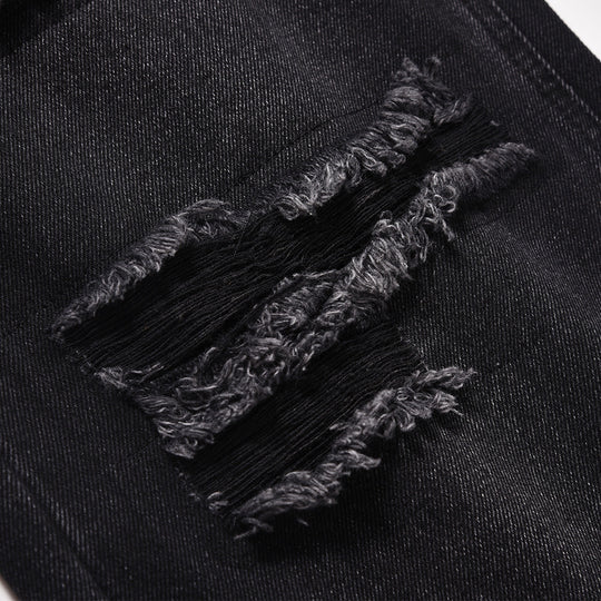 Distressed Wide Leg Denim Trousers For Men