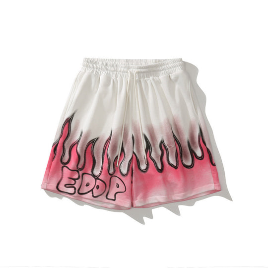 European And American Street Flame Graffiti Sports Shorts Men