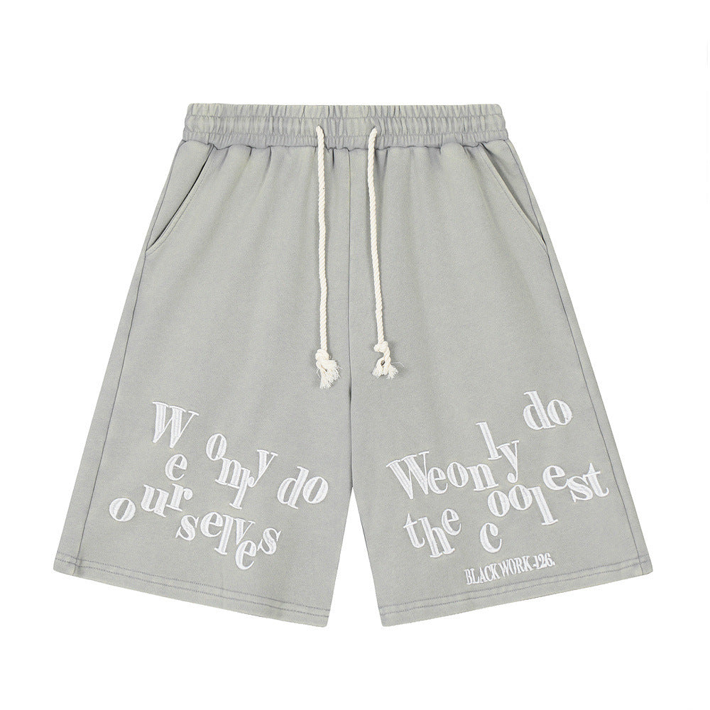 Fashion English Letter Loose Shorts Men