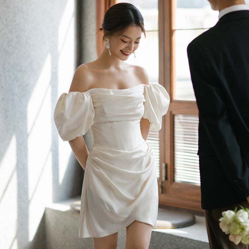 French Light Wedding Dress Off Shoulder