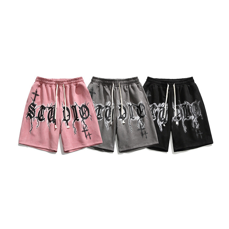Hip Hop Letter Print Sports Shorts Men Loose Street