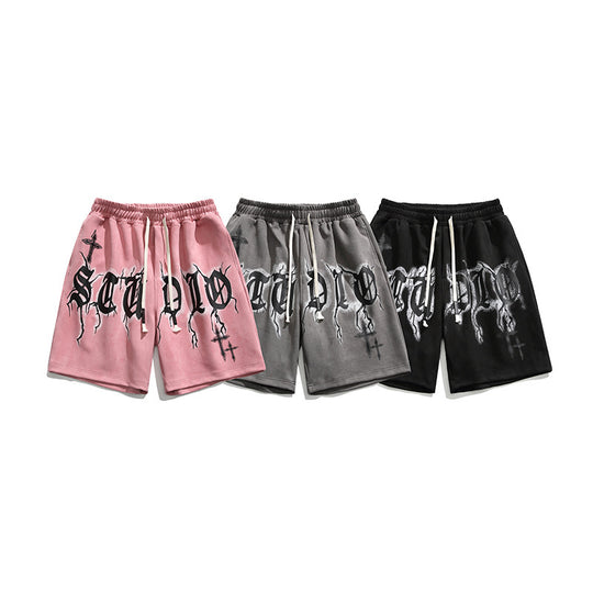 Hip Hop Letter Print Sports Shorts Men Loose Street
