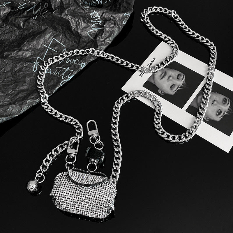 Fashion Rhinestone Bag Pearl Waist Chain