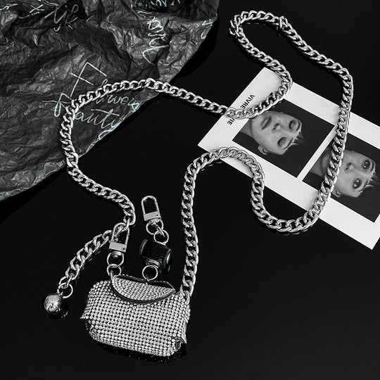 Fashion Rhinestone Bag Pearl Waist Chain