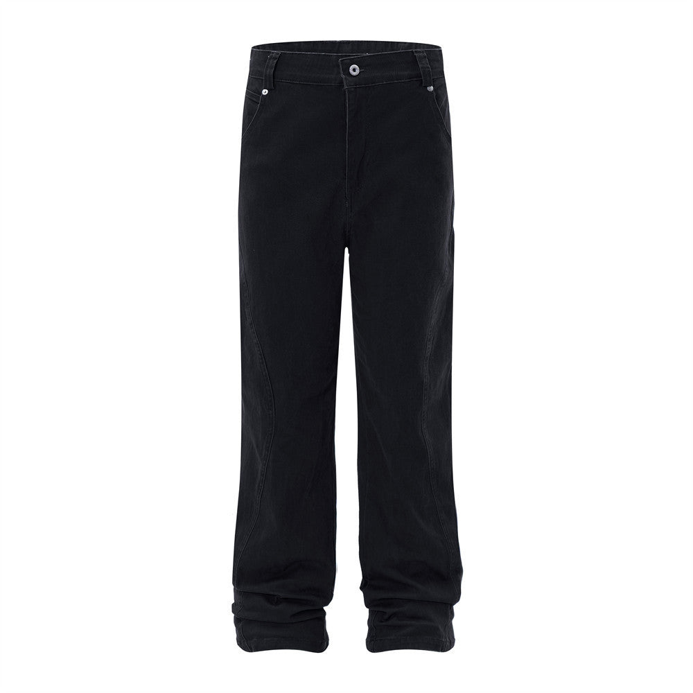 Fashion Solid Color Denim Trousers Men