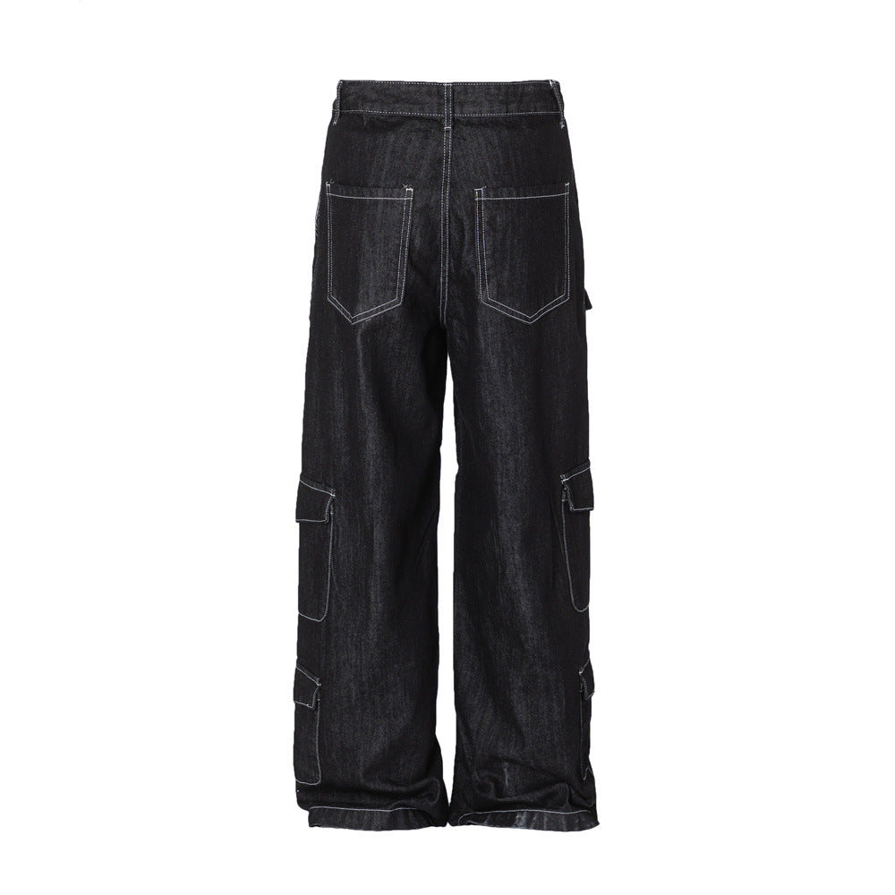 Stylish Multi-pocket Denim Trousers For Men