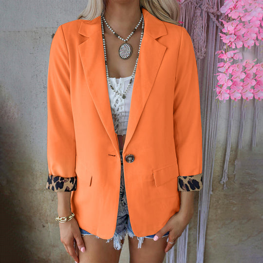 Fashion Leopard Print Long Sleeve Cardigan Casual Suit Jacket Women
