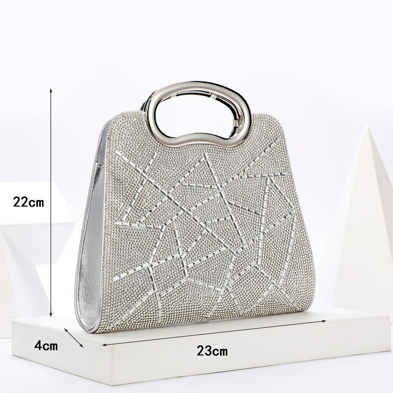 Irregular Stripes Rhinestone Glitter PU Leather Handbag
