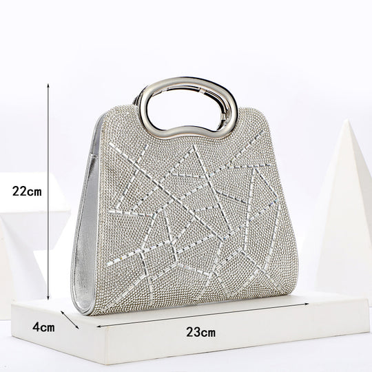 Irregular Stripes Rhinestone Glitter PU Leather Handbag