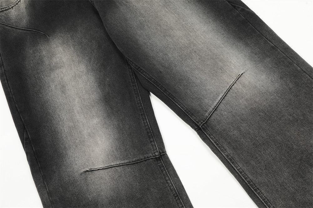 Contrast Color Denim Straight-leg Trousers Men