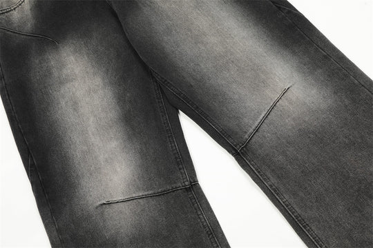 Contrast Color Denim Straight-leg Trousers Men