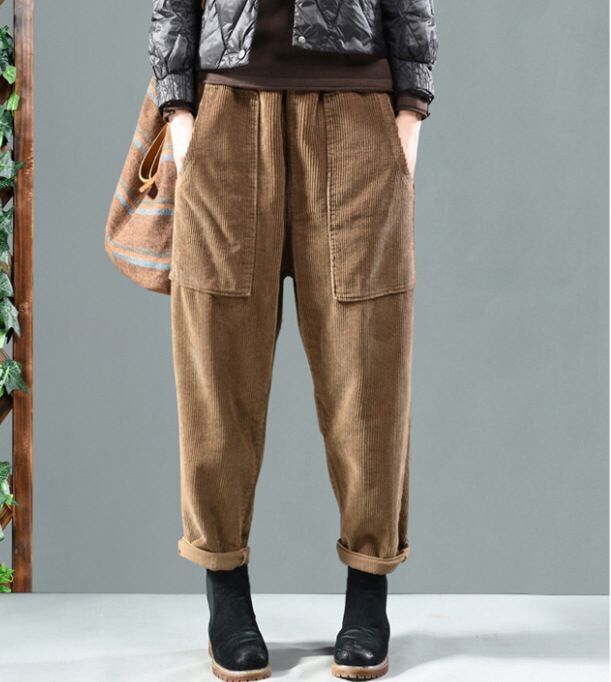 Corduroy All-match Casual Harem Trousers Women