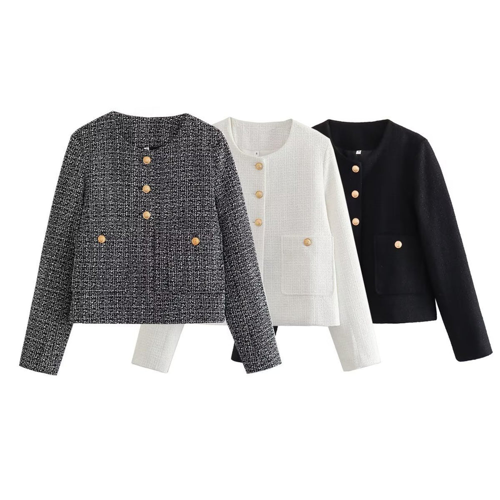 Solid Color Texture Casual Classic Style Jacket Women