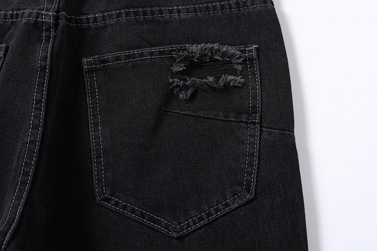 Washing Hole Denim Bootcut Trousers Men