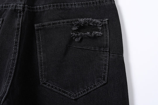 Washing Hole Denim Bootcut Trousers Men