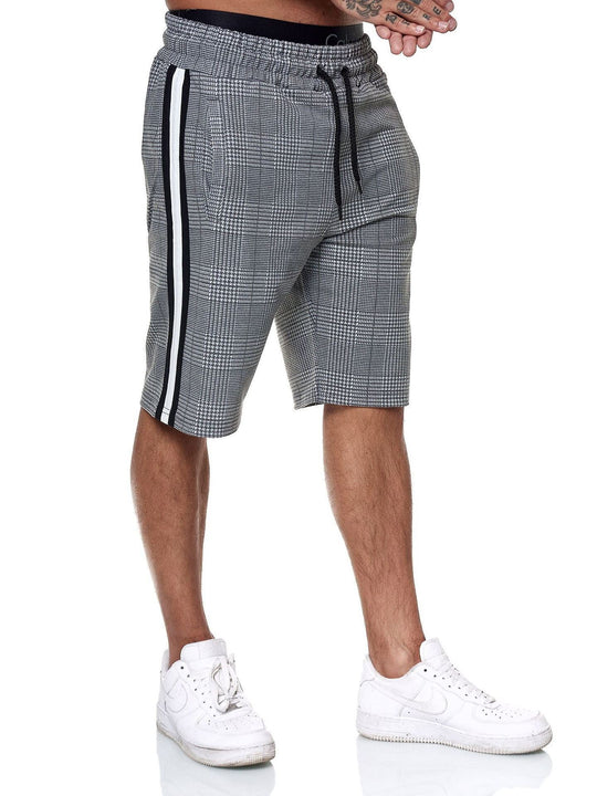 Check Striped Fashion Slim Shorts Beach Pants Men