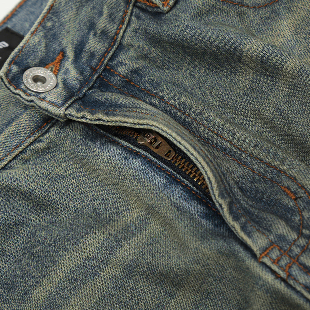 Make Old Ripped Denim Men Trousers