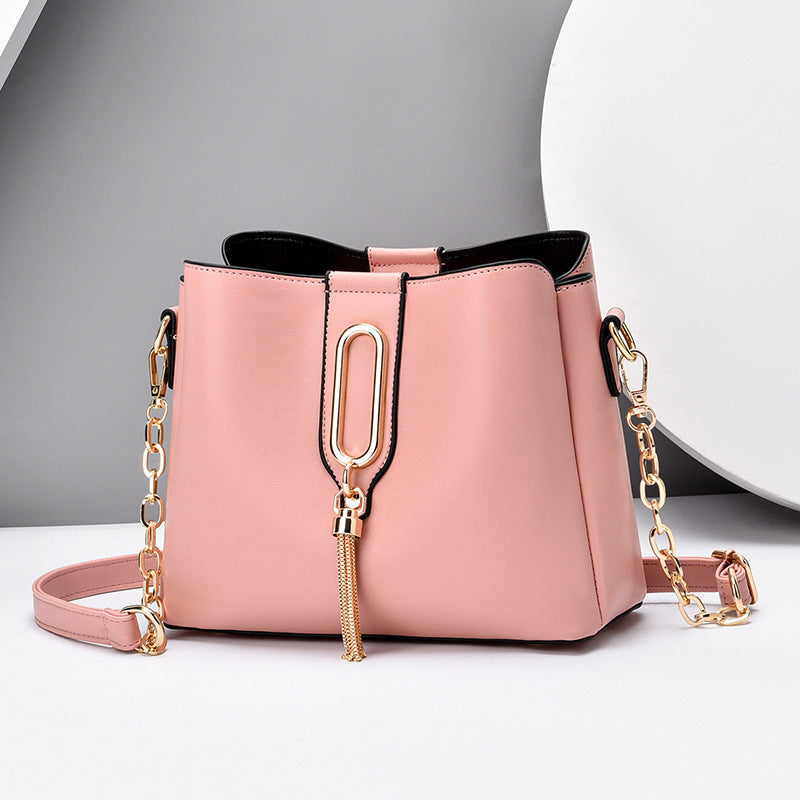 Solid Color Chain Bag Tassel Single Shoulder Crossbody Bag