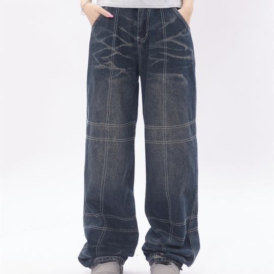 Fashion Retro Loose Denim Trousers Men