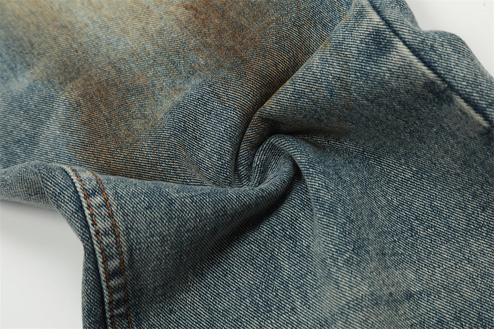 Fashion Holes Straight-leg Denim Men Trousers