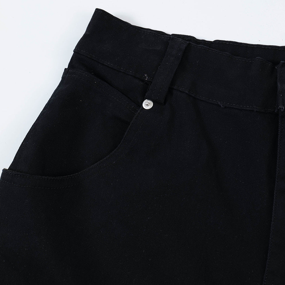 Fashion Solid Color Denim Trousers Men