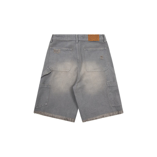 Fashion Washed Hole Denim Shorts Men