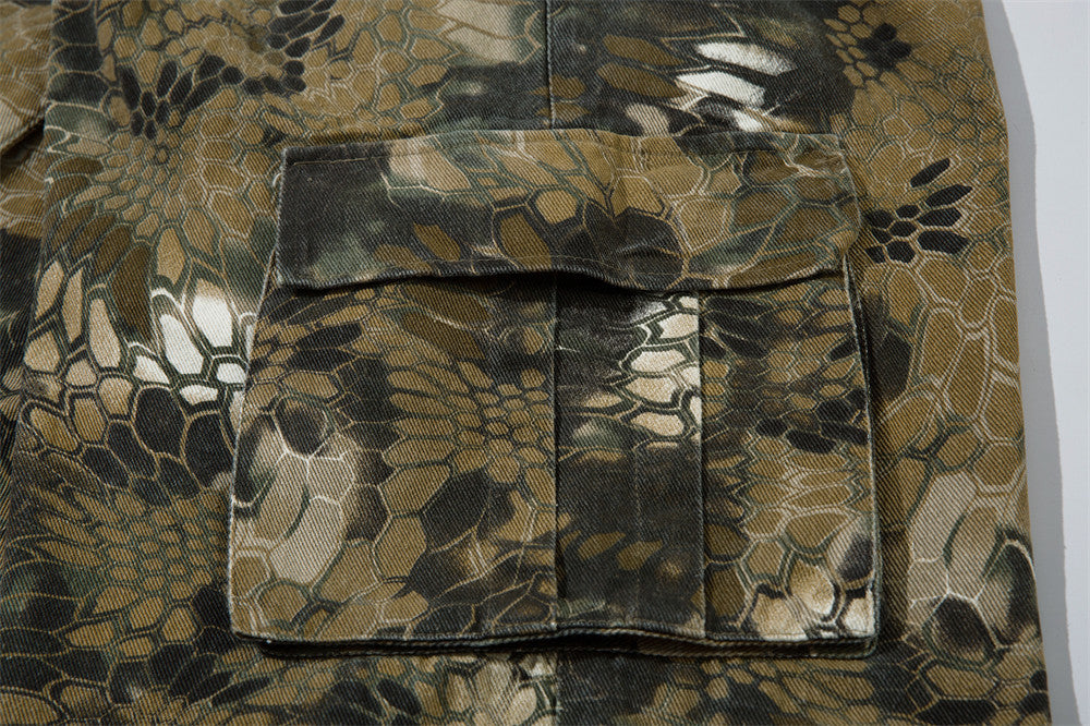 Animal Serpentine Camouflage Workwear Shorts Men