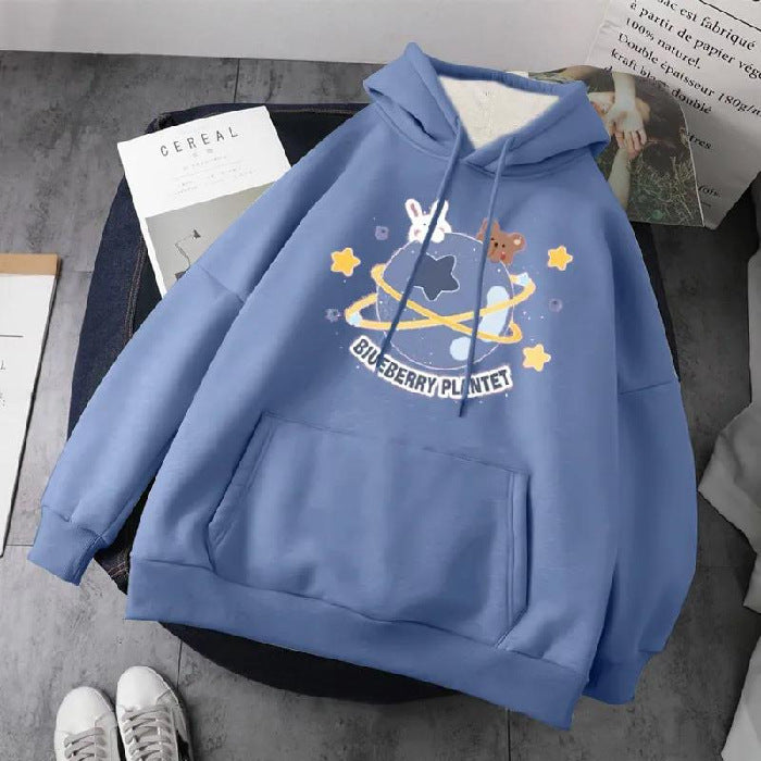Student Long-sleeved Hooded Pullover Jacket Women Trendy