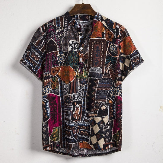 New Short-sleeved Linen Shirt For Men