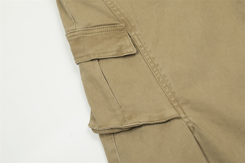 Multi-pocket Denim Straight-leg Trousers Men