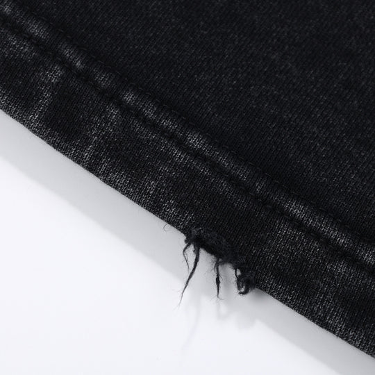 Distressed Washed Water Worn Loose Shorts For Men Retro