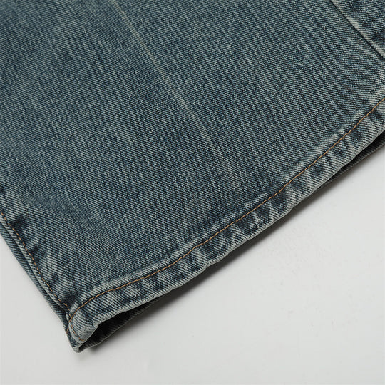 Ripped Knee Jeans Men Straight-leg Trousers