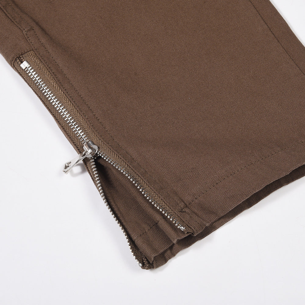 Fashion Zipper Split Casual Trousers Men