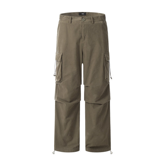 Pleated Paratrooper Tooling Straight-leg Trousers Men