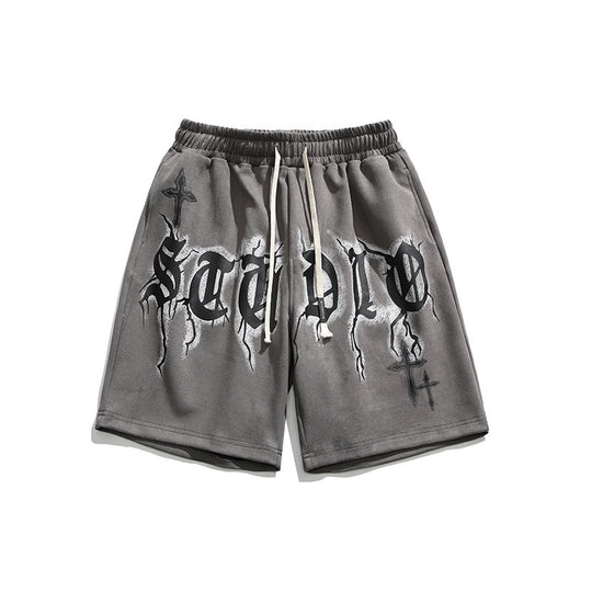 Hip Hop Letter Print Sports Shorts Men Loose Street